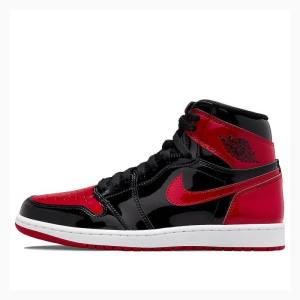 Red / Black Men's Nike Retro High OG Bred Patent Basketball Shoes Air Jordan 1 | JD-250UV