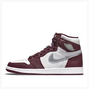 Red / Silver Men's Nike Retro High OG Bordeaux Basketball Shoes Air Jordan 1 | JD-216BX