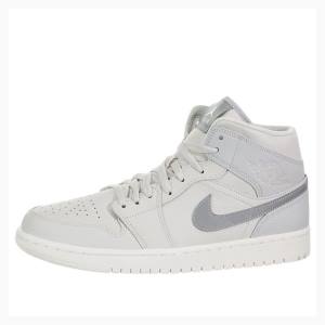 Silver Men's Nike Mid SE Light Bone Basketball Shoes Air Jordan 1 | JD-135GE