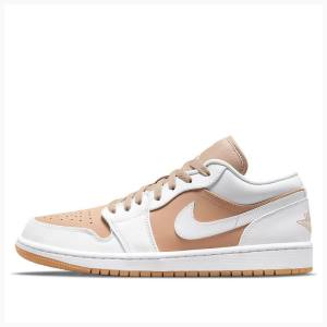 White / Beige Men's Nike Low Sneakers Air Jordan 1 | JD-326VE