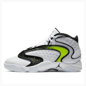 White / Black / Green Women's Nike OG Volt Splatter Basketball Shoes Air Jordan | JD-163EA