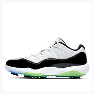 White / Black Men's Nike Low Golf Concord Sneakers Air Jordan 11 | JD-037JK