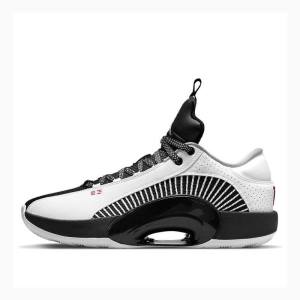 White / Black Men's Nike Low Sneakers Air Jordan 35 | JD-826OR