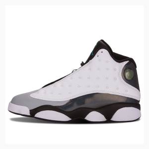 White / Black Men's Nike Retro Barons Hologram Basketball Shoes Air Jordan 13 | JD-207VD