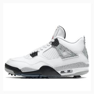 White / Black / Red Men's Nike Golf Cement Basketball Shoes Air Jordan 4 | JD-689KC