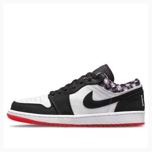 White / Black / Red Men's Nike Low Quai 54 Sneakers Air Jordan 1 | JD-973PE