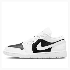 White / Black Women's Nike Low Panda Sneakers Air Jordan 1 | JD-136RG