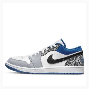 White / Blue / Grey Men's Nike Low SE Sneakers Air Jordan 1 | JD-678OP