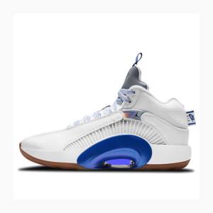 White / Blue Men's Nike Sisterhood' Basketball Shoes Air Jordan 35 | JD-392KD