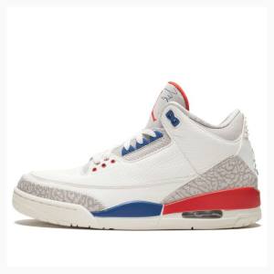 White / Blue / Red Men's Nike Retro Charity Game Basketball Shoes Air Jordan 3 | JD-483NT