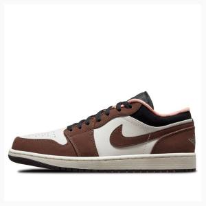 White / Brown Men's Nike Low SE Mocha Sneakers Air Jordan 1 | JD-904CU