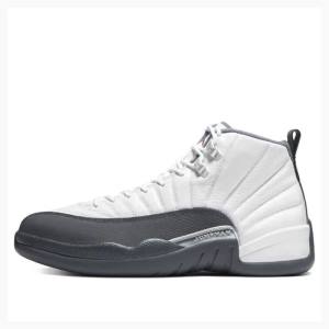 White / Dark Grey Men's Nike Retro Basketball Shoes Air Jordan 12 | JD-604UW