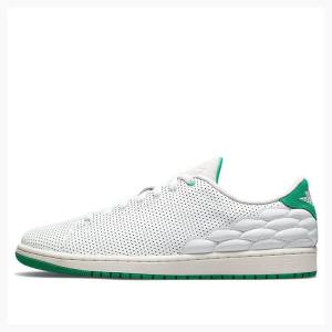 White / Green Men's Nike Centre Court Basketball Shoes Air Jordan 1 | JD-387BT