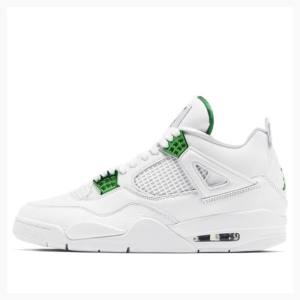 White / Green Men's Nike Retro Metallic Pack Basketball Shoes Air Jordan 4 | JD-691EA