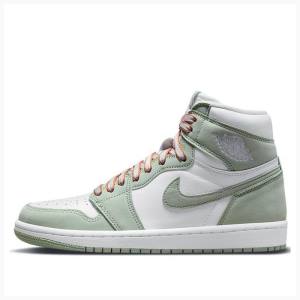 White / Green Women's Nike High OG Seafoam Basketball Shoes Air Jordan 1 | JD-396QG