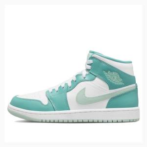 White / Green Women's Nike Mid Marine Basketball Shoes Air Jordan 1 | JD-952OH