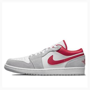 White / Grey / Red Men's Nike Low Sneakers Air Jordan 1 | JD-719CL