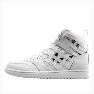 White Men's Nike High Cargo 'Metallic Silver' Basketball Shoes Air Jordan 1 | JD-697MP