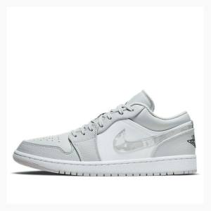 White Men's Nike Low Camo Sneakers Air Jordan 1 | JD-935MJ