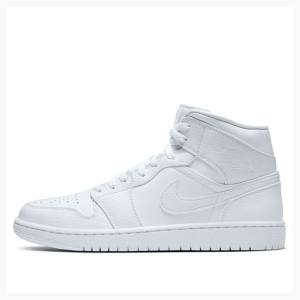 White Men's Nike Mid Basketball Shoes Air Jordan 1 | JD-078BS