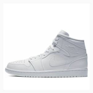 White Men's Nike Mid Basketball Shoes Air Jordan 1 | JD-429UT