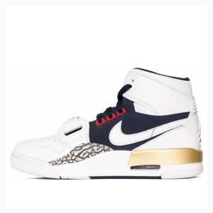 White / Navy Men's Nike Legacy 312 Dream Team Basketball Shoes Air Jordan | JD-930KE