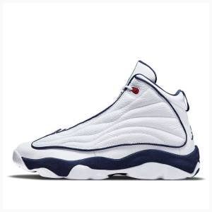 White / Navy Men's Nike Pro Strong Basketball Shoes Air Jordan | JD-601AO