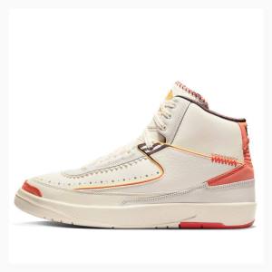 White / Orange Men's Nike Retro Maison Chateau Rouge Basketball Shoes Air Jordan 2 | JD-796NJ