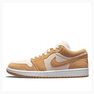 White / Orange Women's Nike Low SE Twine Orange Quartz Corduroy Sneakers Air Jordan 1 | JD-930ZR