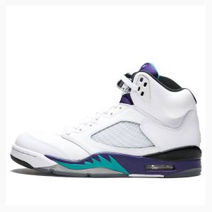 White / Purple Men's Nike Retro Grape Basketball Shoes Air Jordan 5 | JD-850WE