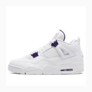 White / Purple Men's Nike Retro Metallic Pack Basketball Shoes Air Jordan 4 | JD-729RY