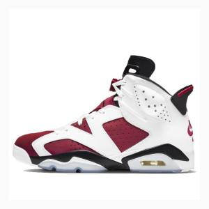 White / Red / Black Men's Nike Retro Carmine Basketball Shoes Air Jordan 6 | JD-194XD