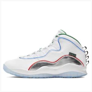 White / Red / Green Men's Nike Retro Wings Basketball Shoes Air Jordan 10 | JD-531JZ