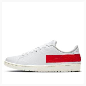 White / Red Men's Nike Centre Court Banned Basketball Shoes Air Jordan 1 | JD-094DR