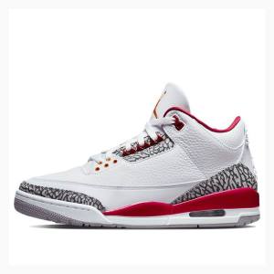 White / Red Men's Nike Retro Cardinal Basketball Shoes Air Jordan 3 | JD-532EO