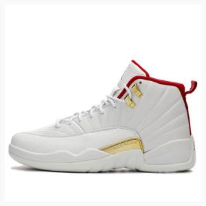 White / Red Men's Nike Retro FIBA Basketball Shoes Air Jordan 12 | JD-092WY