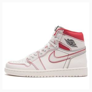 White / Red Men's Nike Retro High OG Sail Phantom Basketball Shoes Air Jordan 1 | JD-915BS