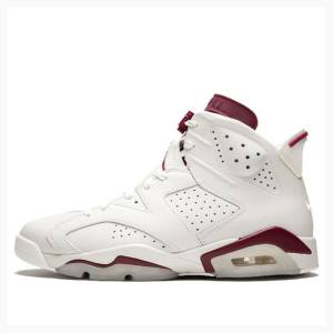 White / Red Men's Nike Retro Maroon Basketball Shoes Air Jordan 6 | JD-507WJ