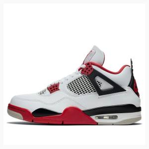 White / Red Men's Nike Retro OG Fire Red Basketball Shoes Air Jordan 4 | JD-370FP