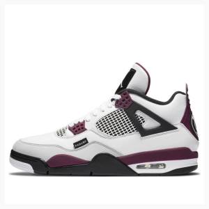 White / Red Men's Nike Retro PSG Paris Saint-Germain Basketball Shoes Air Jordan 4 | JD-106WA