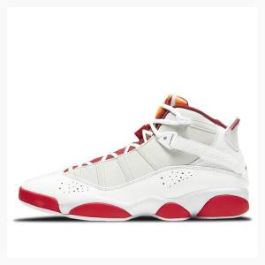 White / Red Men's Nike Rings Hare Six Champions Basketball Shoes Air Jordan 6 | JD-523NE