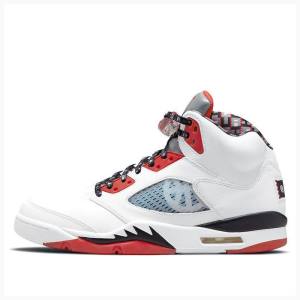 White / Red / Silver Men's Nike Retro Quai 54 Basketball Shoes Air Jordan 5 | JD-021AR