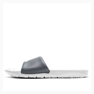 White / Silver Men's Nike Break Slides Air Jordan | JD-549YG