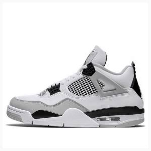 White / Silver Men's Nike Retro Military Black Basketball Shoes Air Jordan 4 | JD-384DW