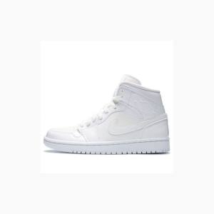 White Women's Nike Mid Basketball Shoes Air Jordan 1 | JD-814JZ