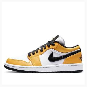 White / Yellow Women's Nike Low SE Laser Sneakers Air Jordan 1 | JD-879VZ