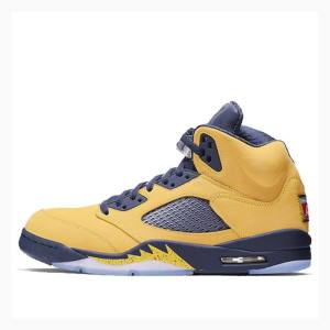 Yellow Men's Nike Retro SE Michigan Basketball Shoes Air Jordan 5 | JD-938PU