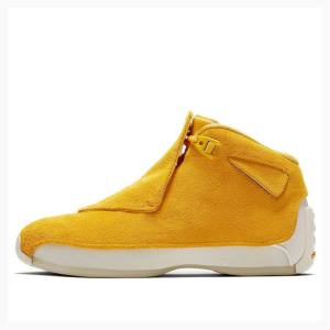 Yellow Men's Nike Retro Suede Basketball Shoes Air Jordan 18 | JD-087EX