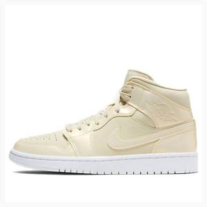 Yellow Women's Nike Mid SE Goose Feather Basketball Shoes Air Jordan 1 | JD-324IL