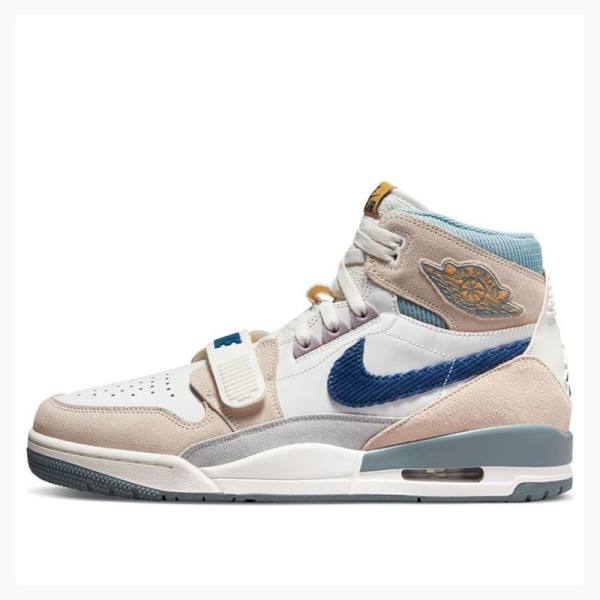 Beige / Blue Men\'s Nike Legacy 312 High Basketball Shoes Air Jordan | JD-619SW